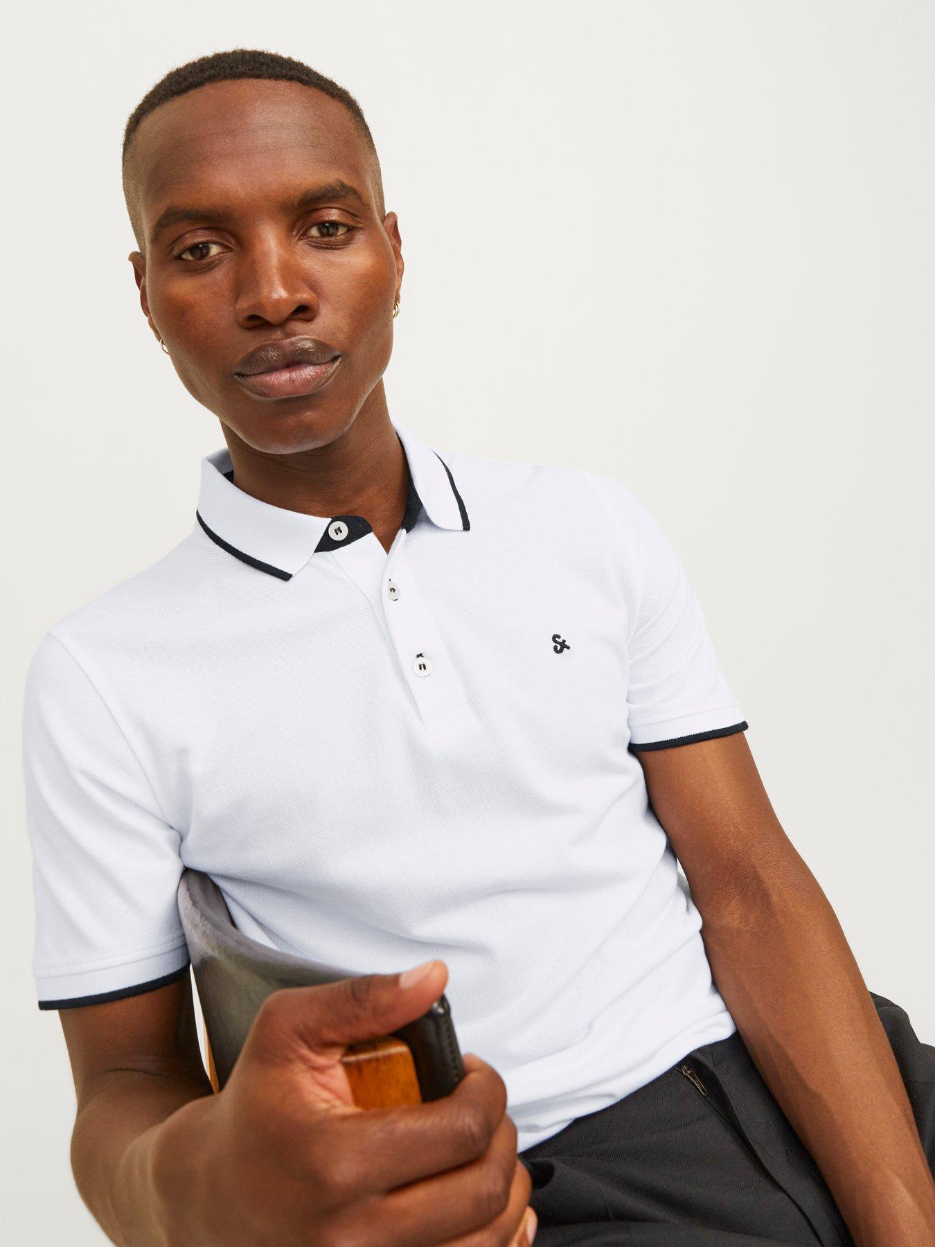 Jack & Jones Jack & Jones Paulos Tipped Polo Shirt, White, Size 3Xl, Men