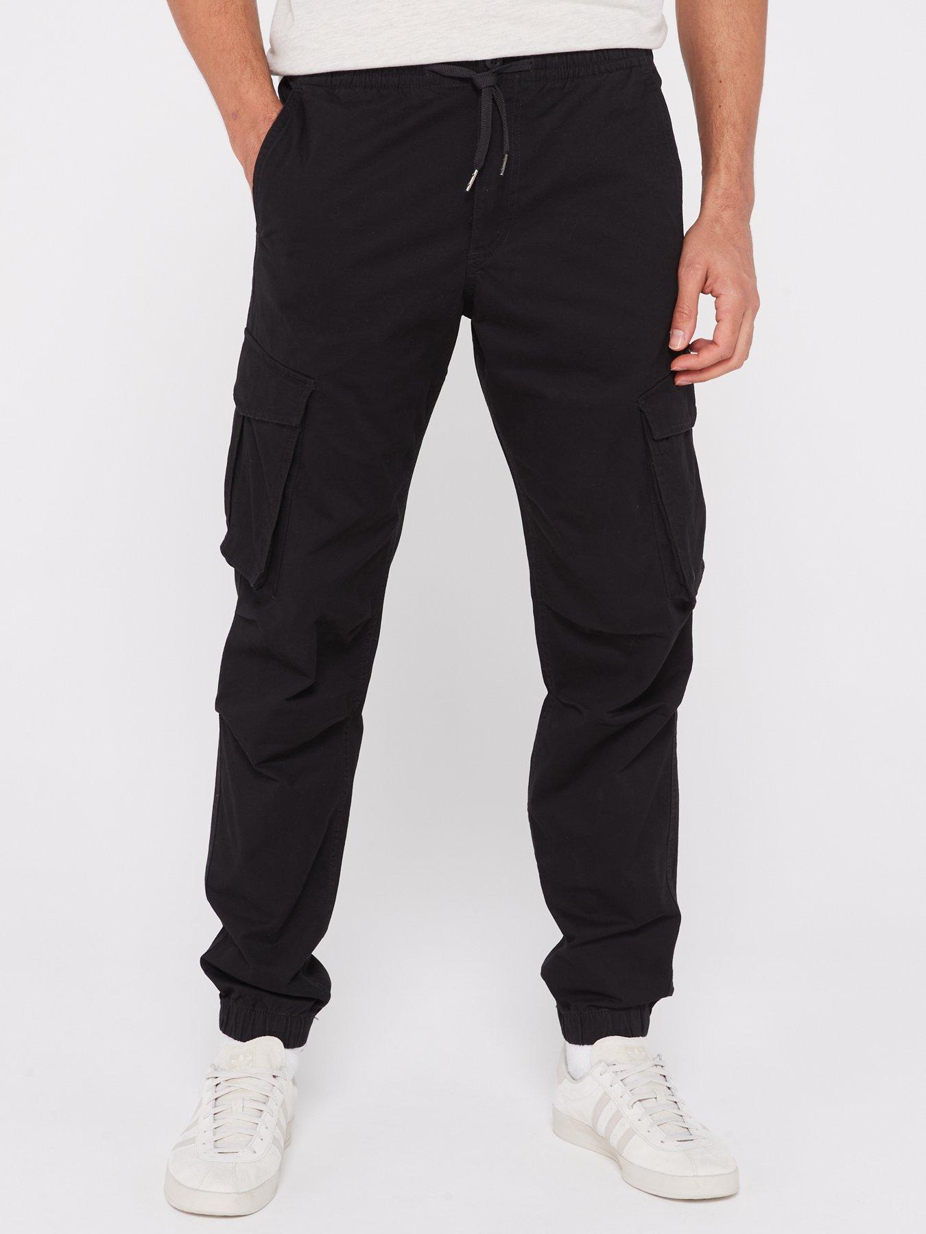 Jack & Jones Kane Loose Fit Cuffed Cargo Trousers - Black