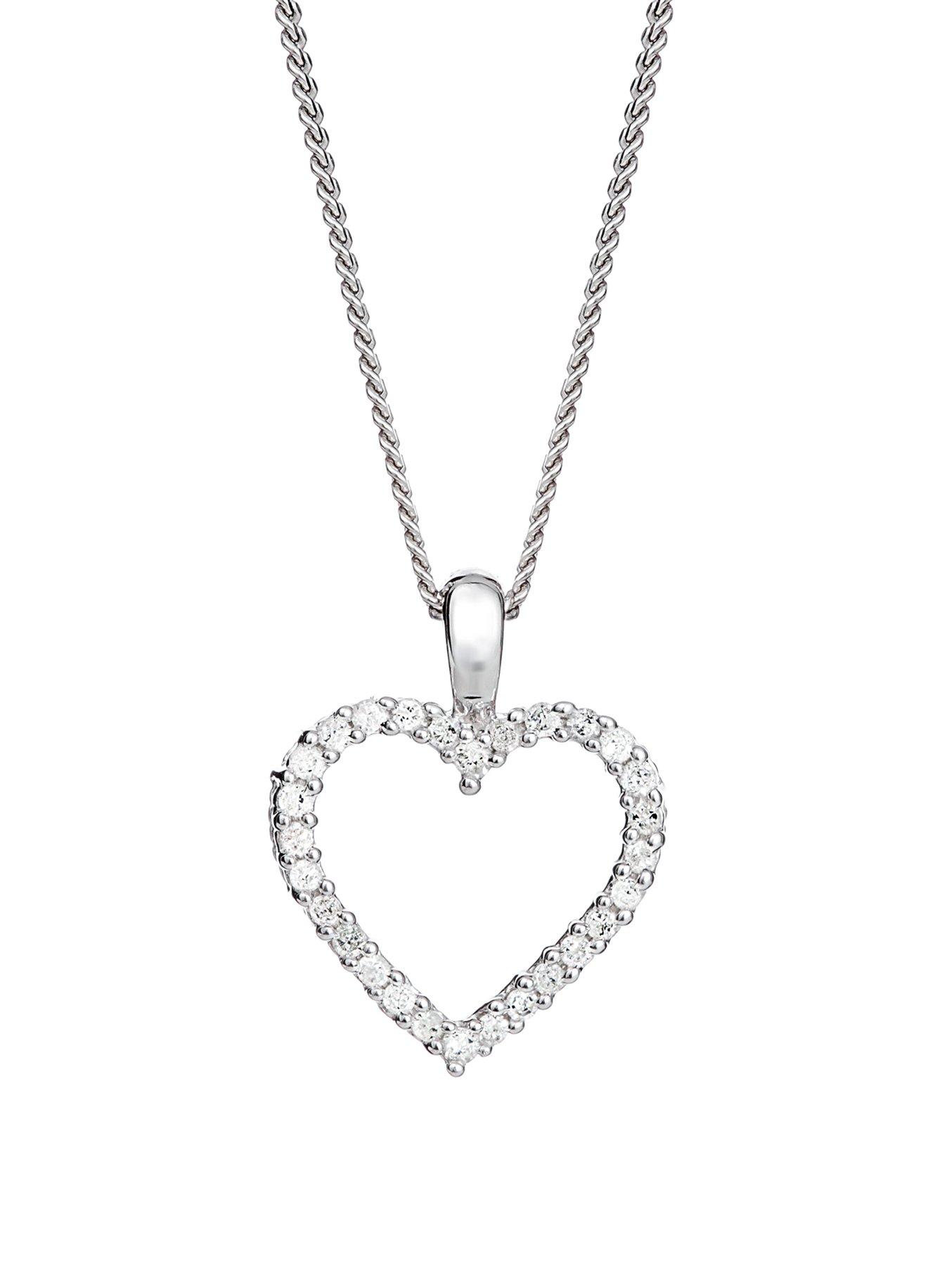 Product photograph of Love Diamond Sterling Silver 0 10ct Diamond Heart Pendant Necklace from very.co.uk