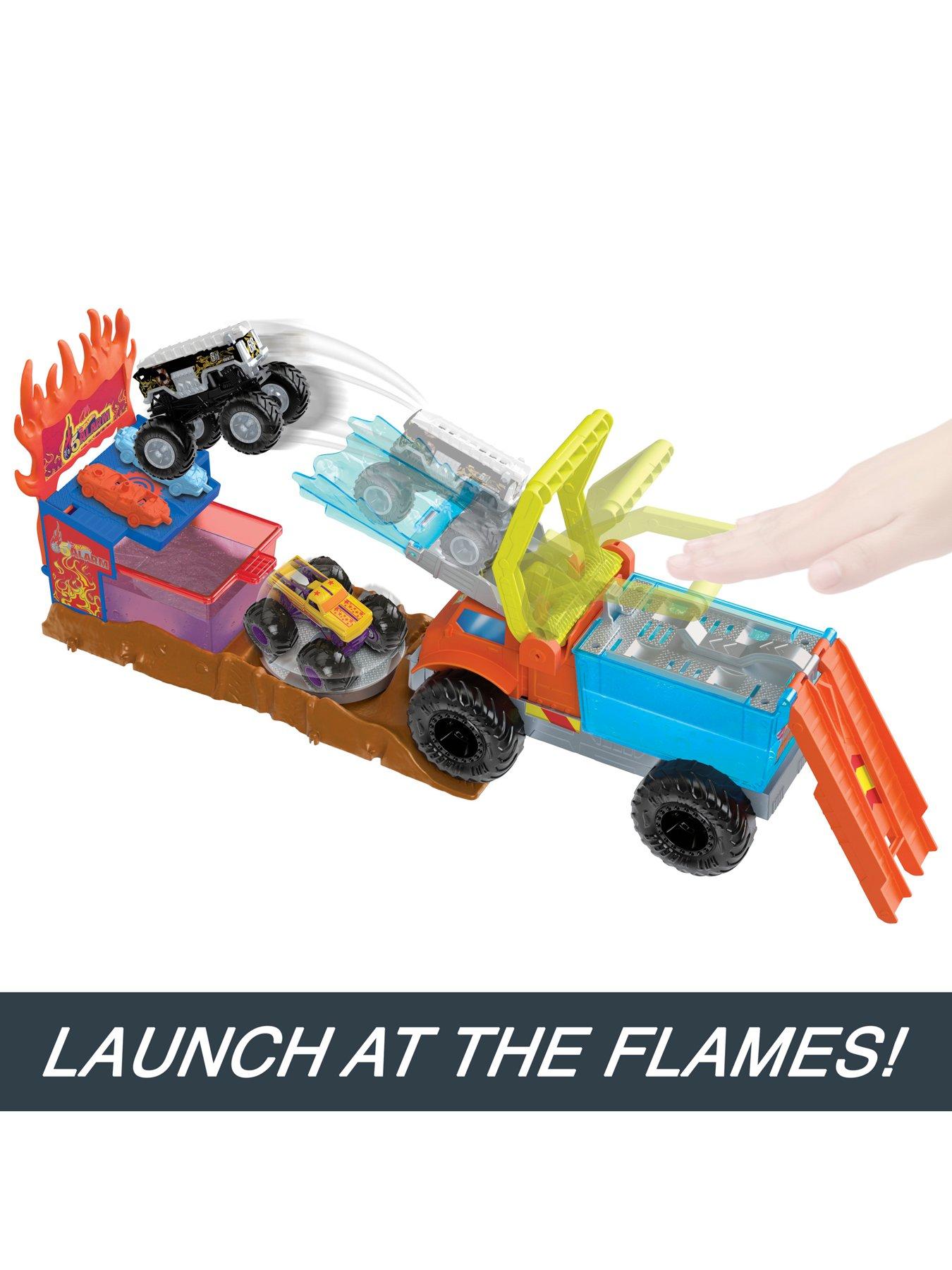 Hot wheels monster jam cheap launch and smash playset