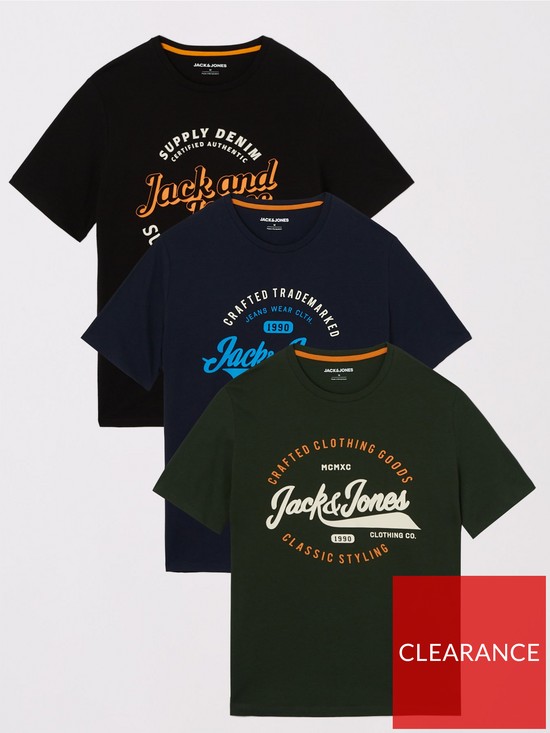 front image of jack-jones-jack-amp-jones-3pk-short-sleeve-graphic-logo-t-shirt-multi