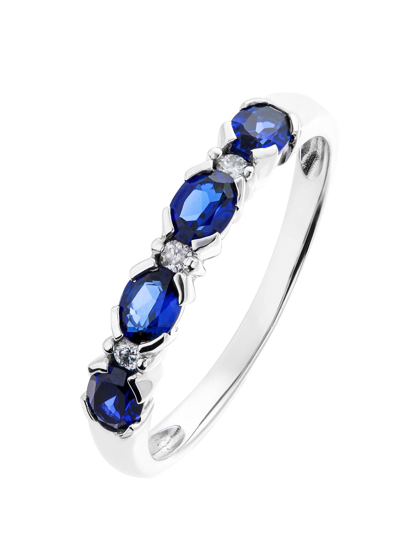 Product photograph of Love Gem 9ct White Gold Created Sapphire Diamond Half Eternity Ring from very.co.uk