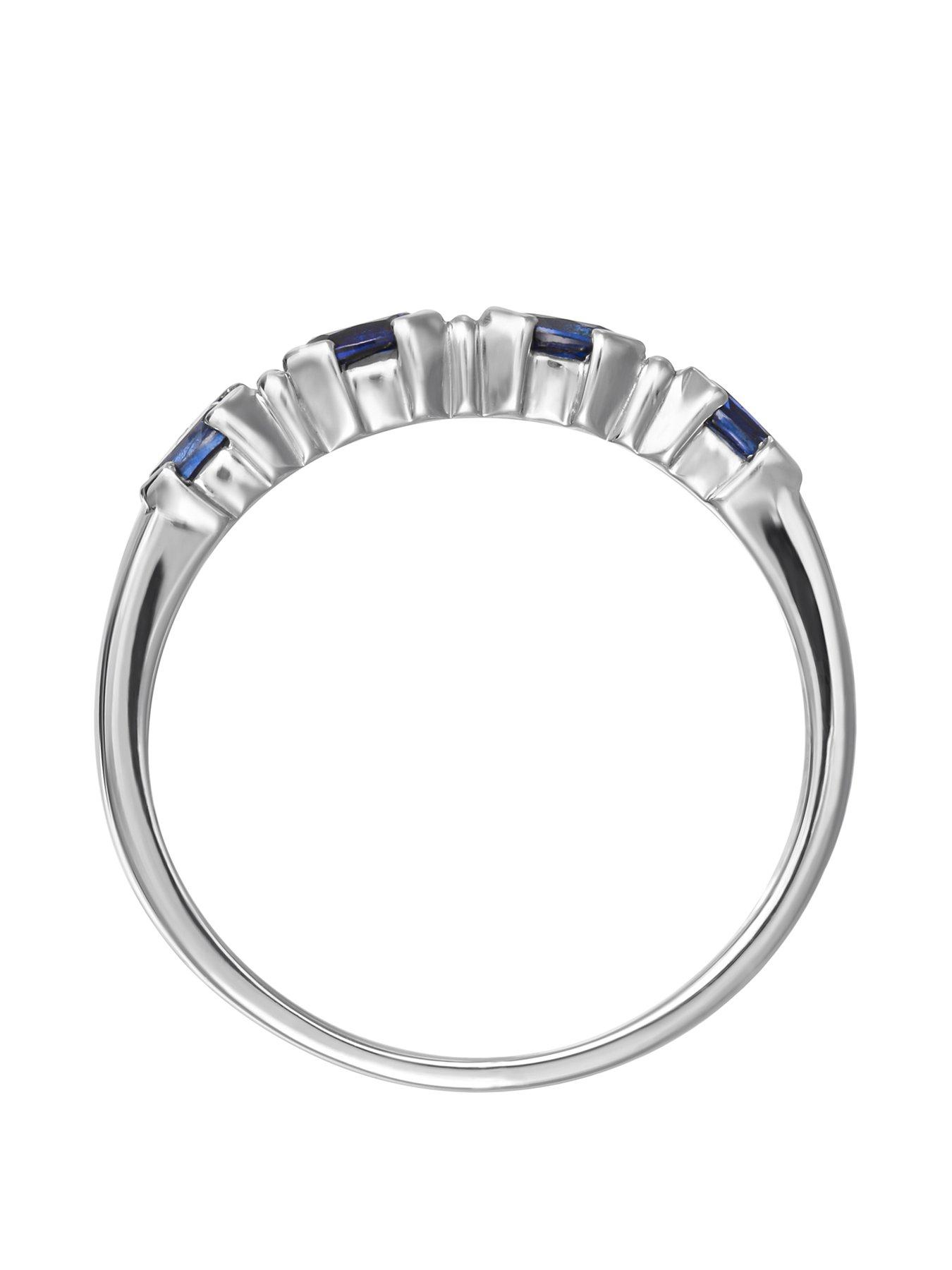 Love GEM 9ct White Gold Created Sapphire & Diamond Half Eternity