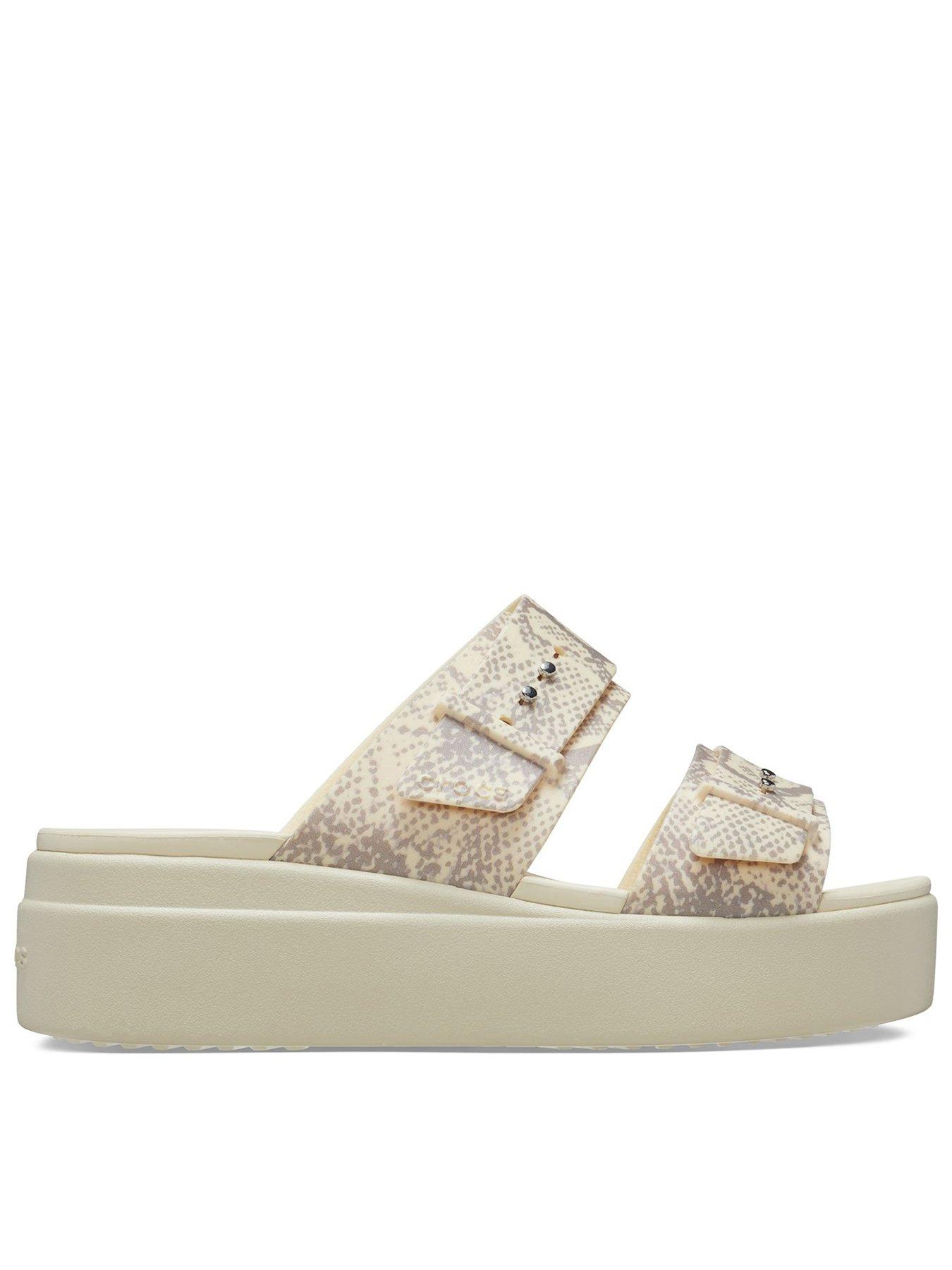 crocs-brooklyn-snake-buckle-low-wedge-beige