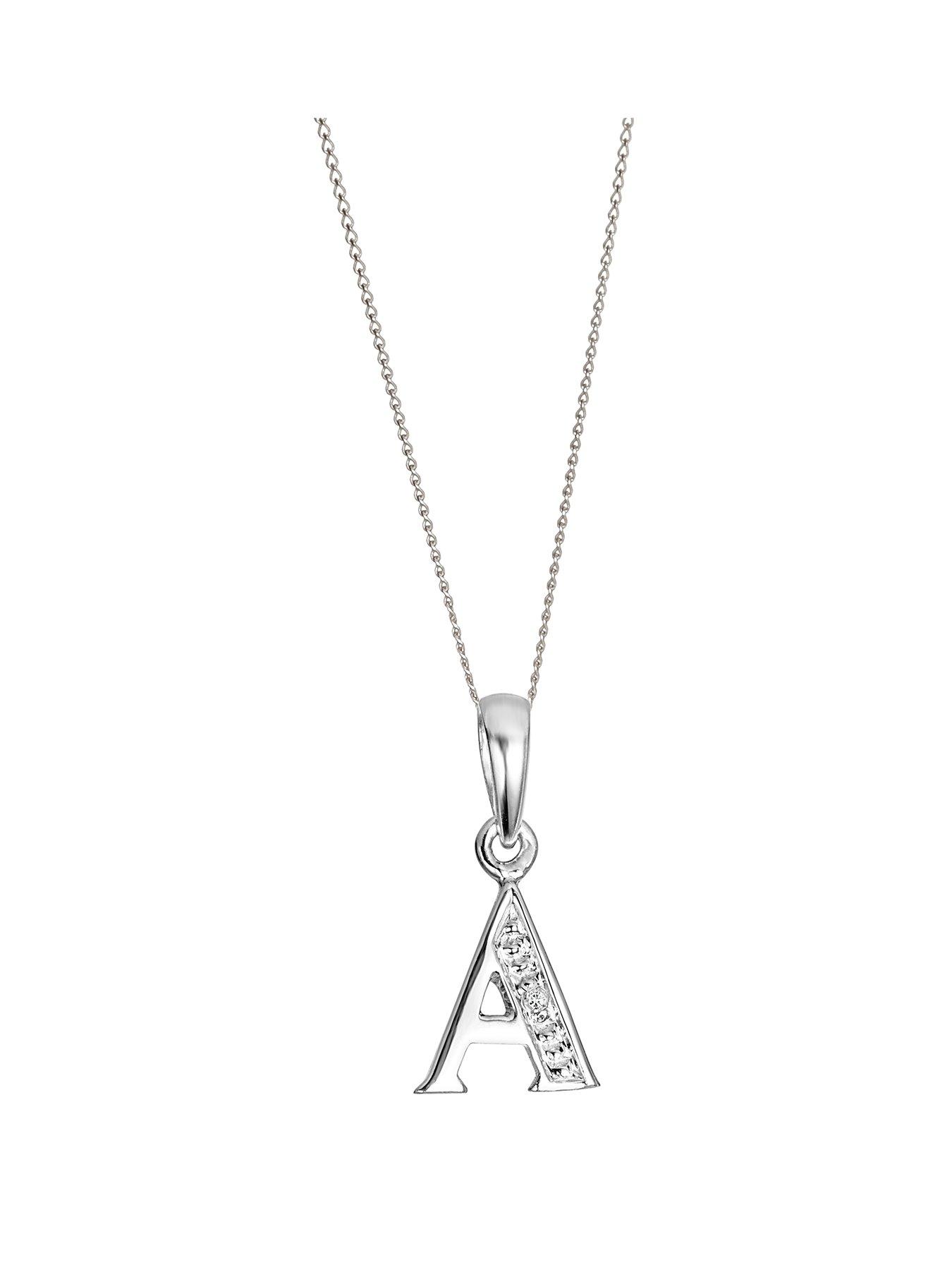 Product photograph of Love Diamond 9ct White Gold Diamond Initial Pendant Necklace from very.co.uk