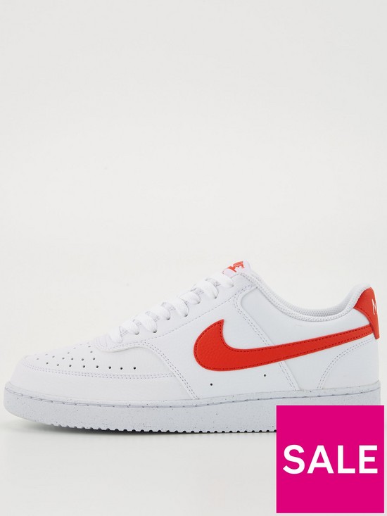 front image of nike-court-vision-low-next-nature-trainers-whitered