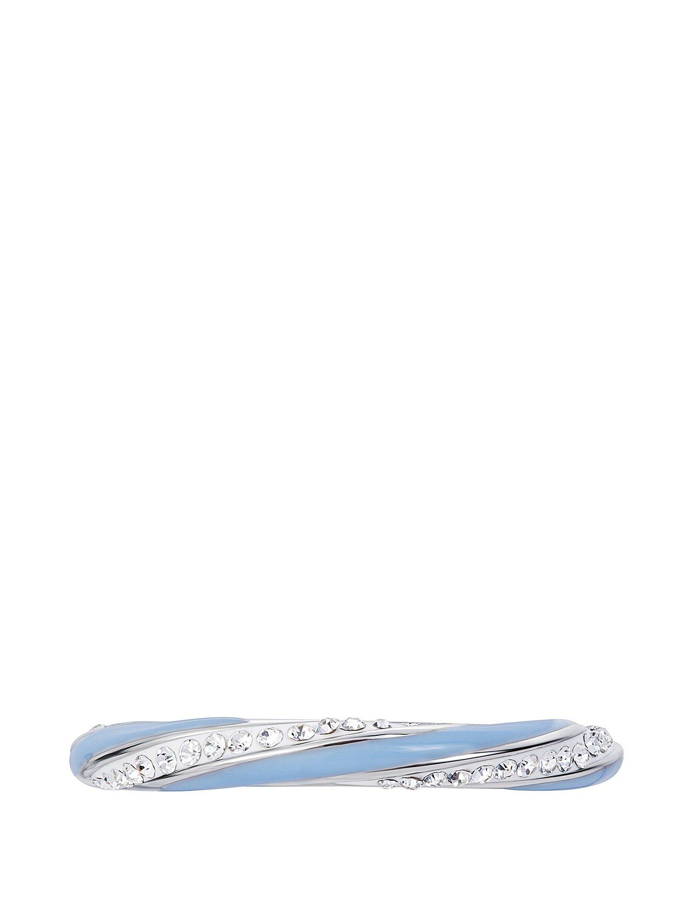 Image 2 of 6 of Evoke Sterling Silver Crystal Blue Enamel Stacker Ring