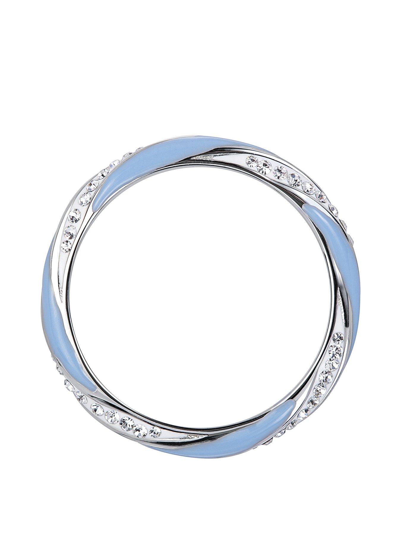 Image 3 of 6 of Evoke Sterling Silver Crystal Blue Enamel Stacker Ring