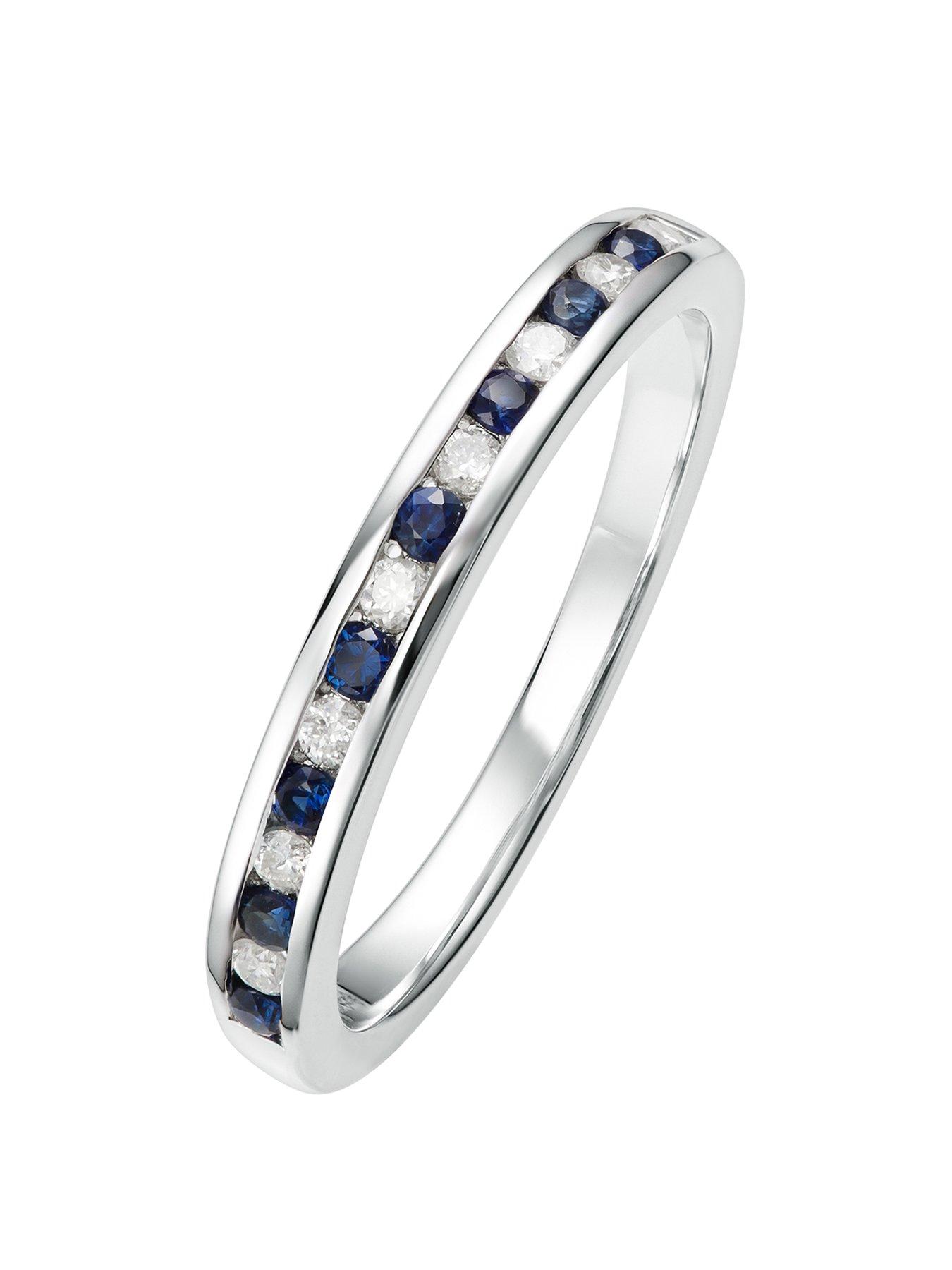 Product photograph of Love Gem 9ct White Gold Sapphire And Diamond Half Eternity Ring from very.co.uk