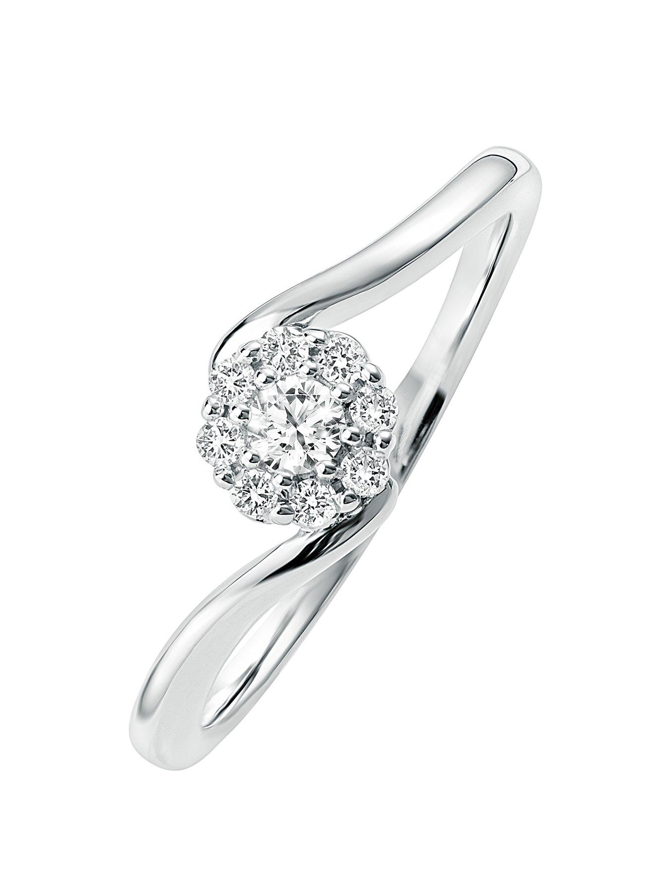 Product photograph of Love Diamond 9ct White Gold 0 16ct Diamond Cluster Engagement Ring from very.co.uk