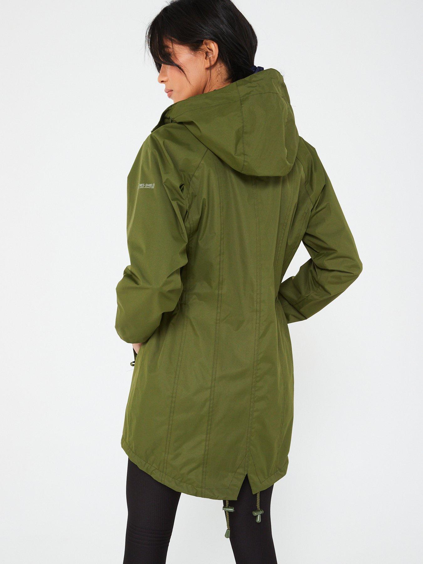 Green trespass coat best sale