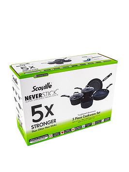 Product photograph of Scoville Neverstick 5 Piece Cookware Set - Milk Pan 2 Saucepans Frying Pan And Wok from very.co.uk