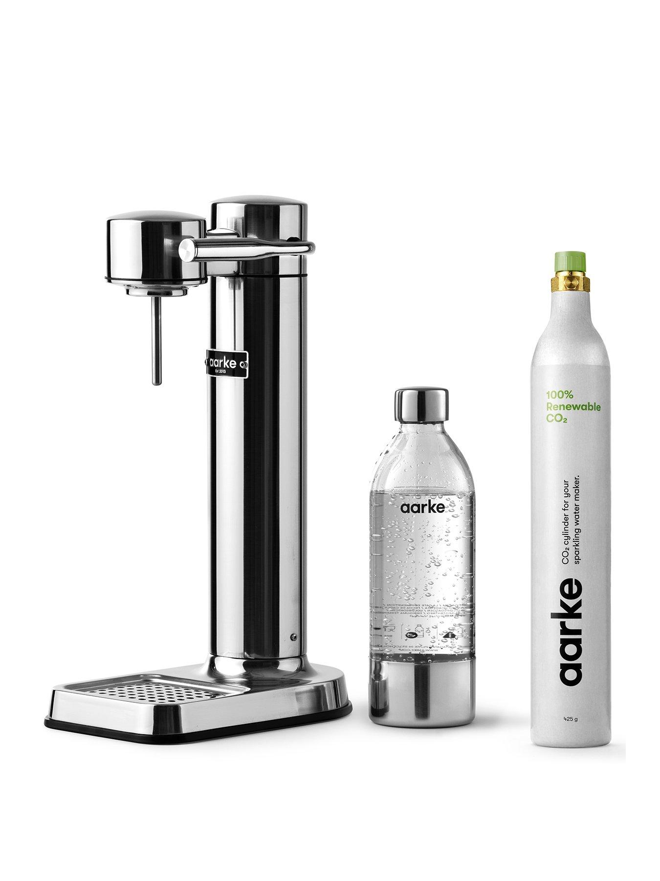 Product photograph of Aarke Carbonator 3 Steel - Sparkling Water Maker Amp Co2 Gas Cylinder from very.co.uk