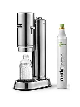 Product photograph of Aarke Carbonator Pro Steel - Sparkling Water Maker Amp Co2 Gas Cylinder from very.co.uk