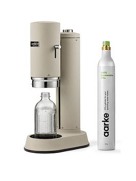 Product photograph of Aarke Carbonator Pro Sand - Sparkling Water Maker Amp Co2 Gas Cylinder from very.co.uk