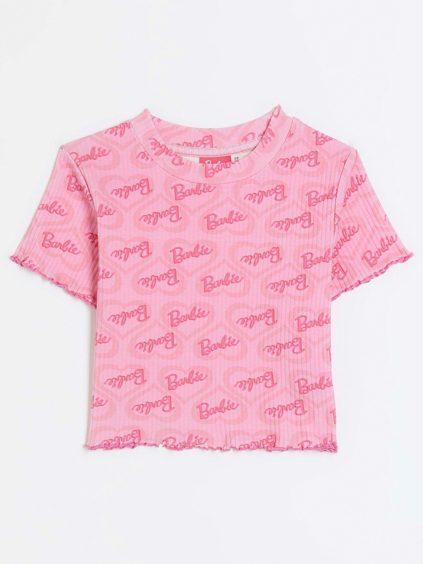 River Island Girls Ri X Barbie Print T-Shirt - Pink - Medium | Very.co.uk