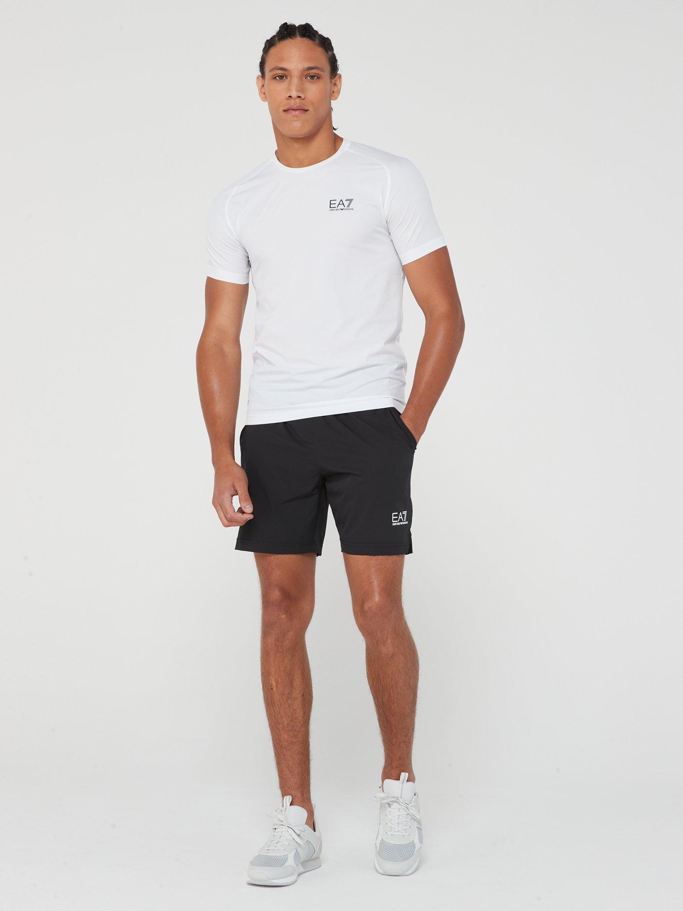 EA7 Emporio Armani Ventus T-shirt & Shorts Training Travel Kit, White/Black, Size 3Xl, Men
