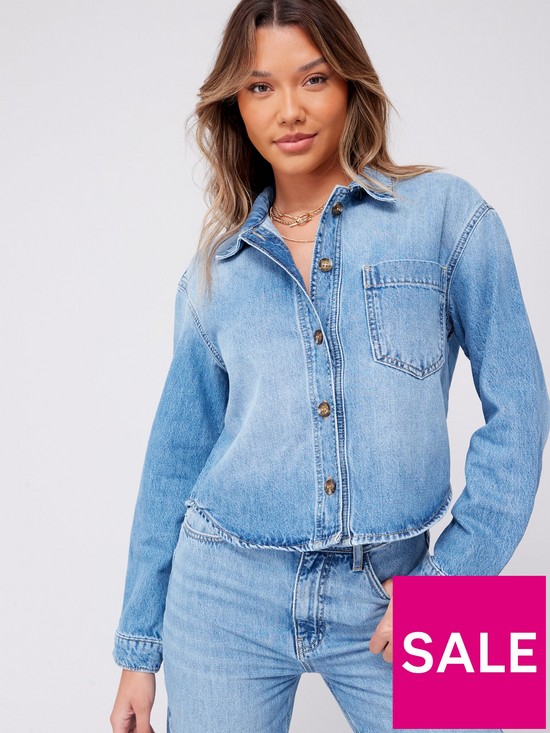 front image of v-by-very-co-ord-denim-shirt