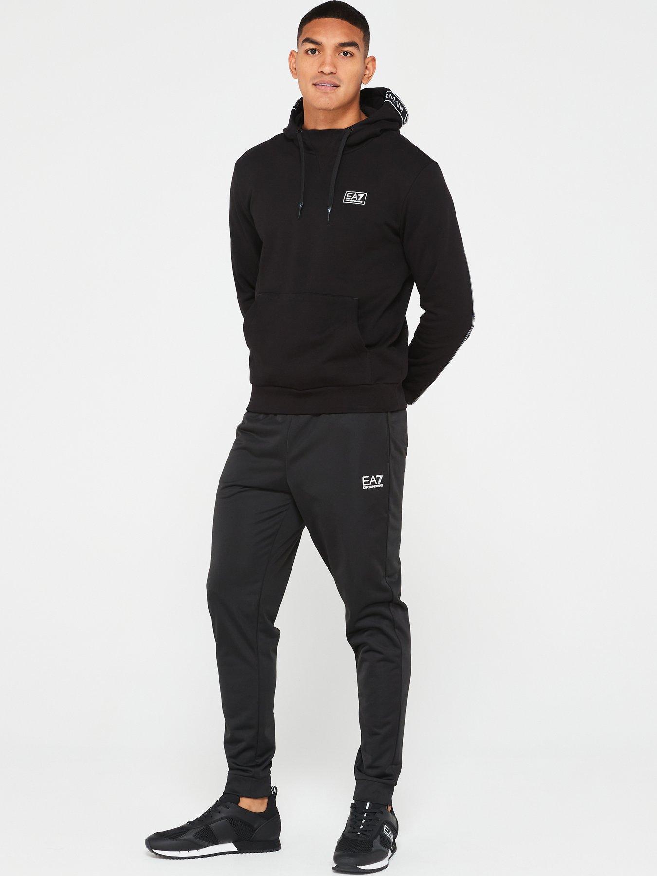 EA7 Emporio Armani Small Logo Overhead Hoodie - Black/White