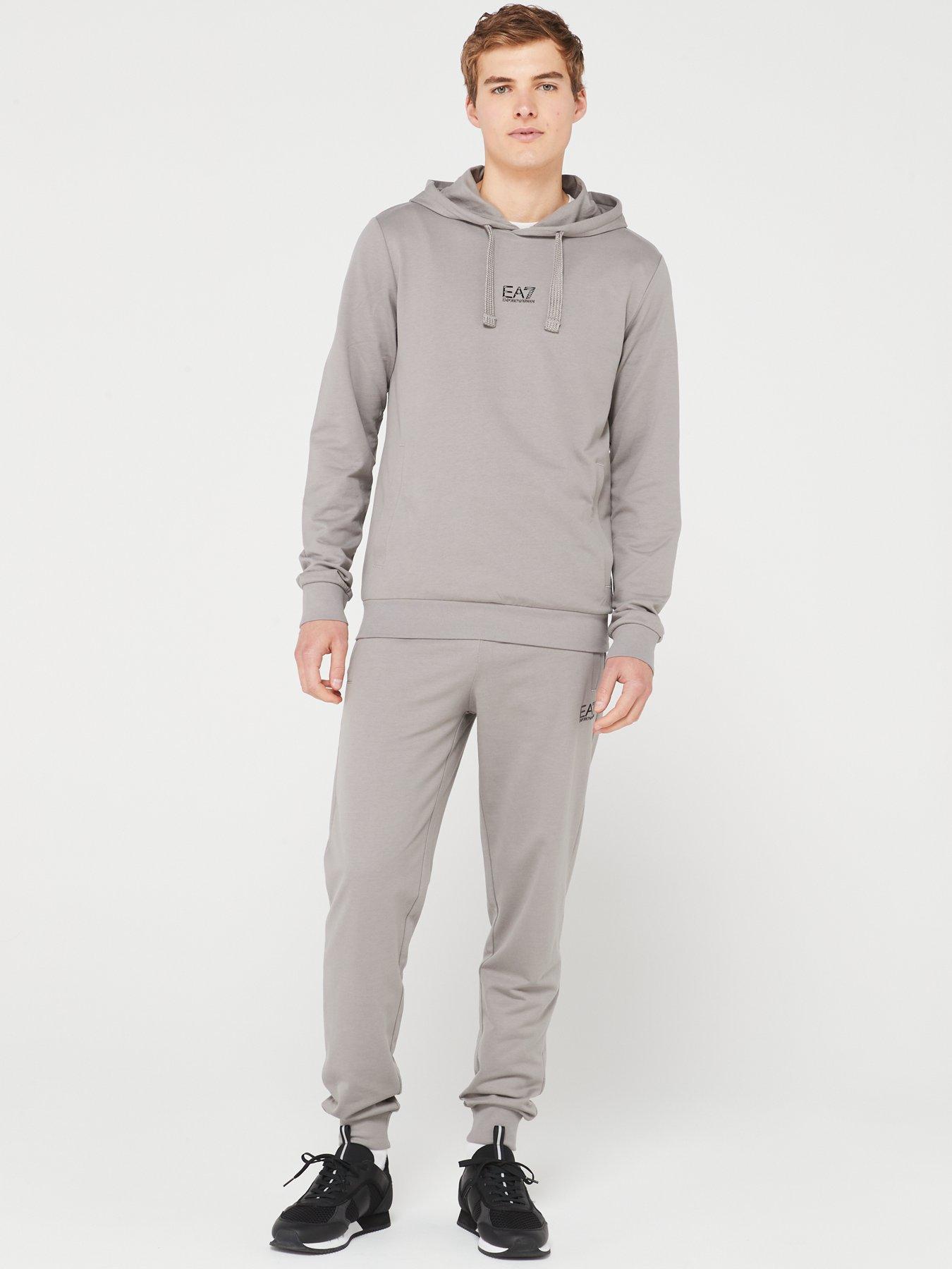 EA7 Emporio Armani Core ID Logo Overhead Hooded Tracksuit Grey