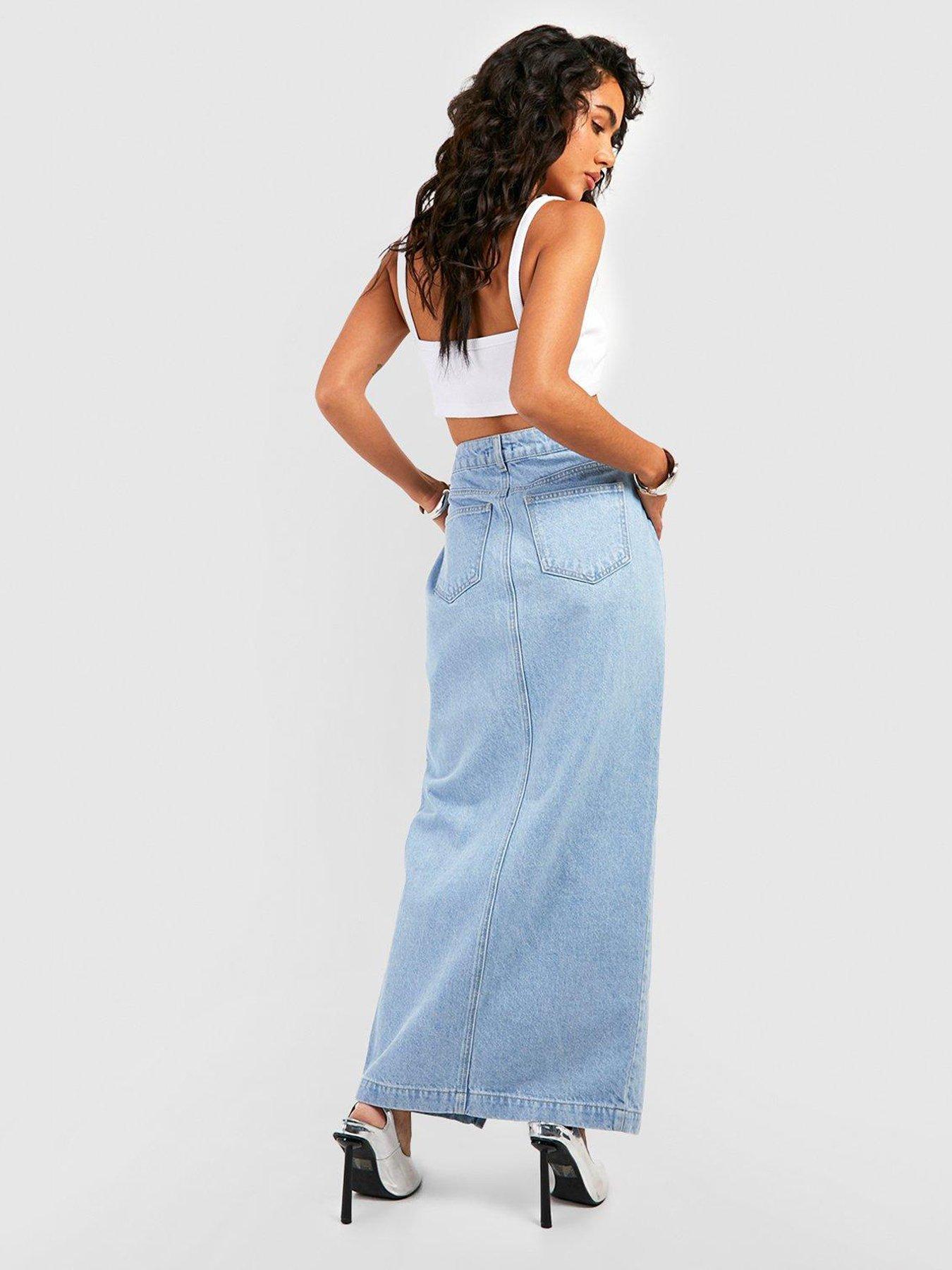 Light blue shop jean maxi skirt