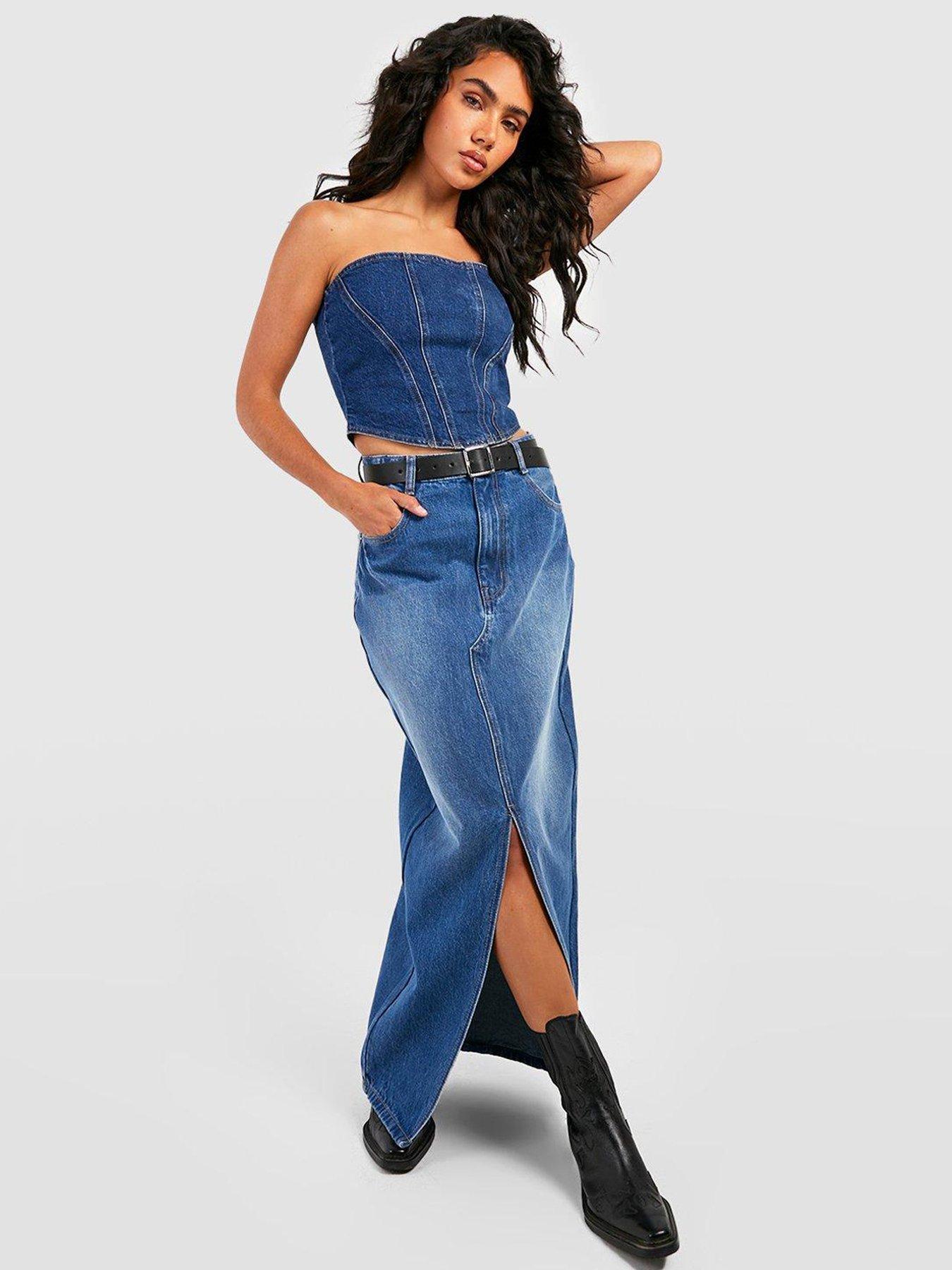 Long denim skirt outlet dress