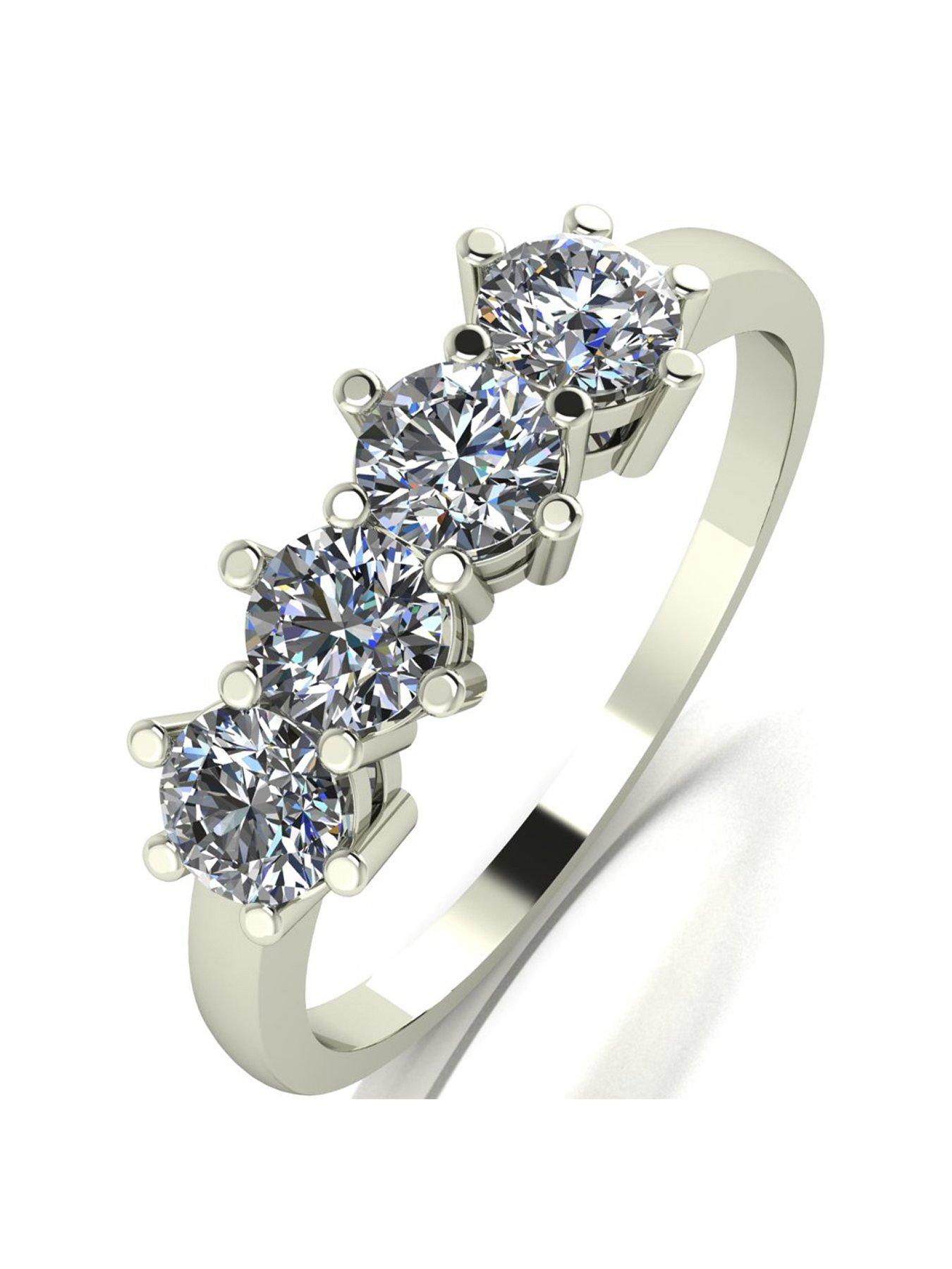 Product photograph of Moissanite 9ct White Gold 4 Stone 1ct Total Ring from very.co.uk