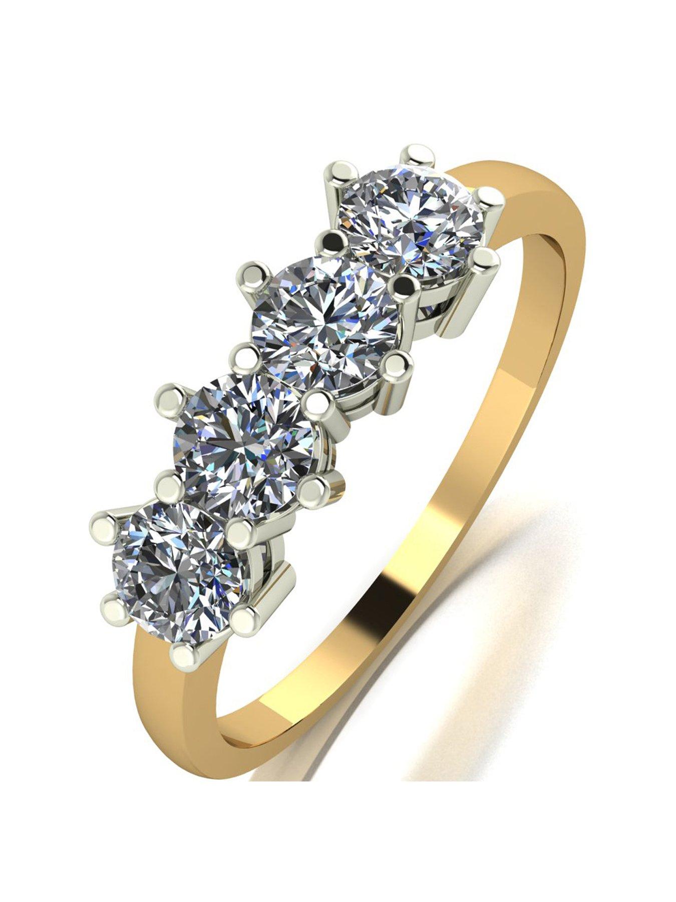 Product photograph of Moissanite 9ct Gold 4-stone 1ct Total Ring from very.co.uk