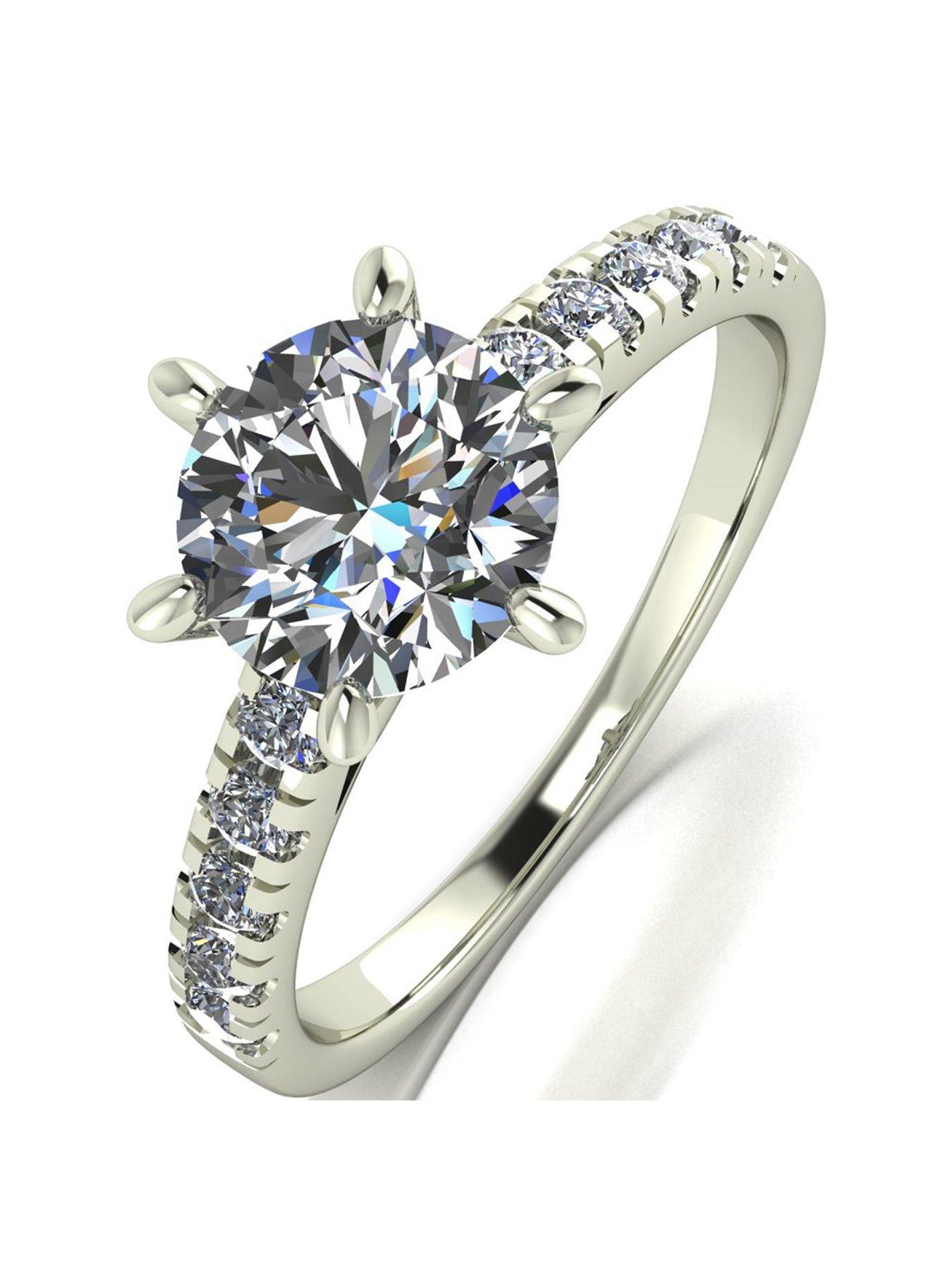 Product photograph of Moissanite Lady Lynsey 9ct White Gold 2ct Total Solitaire Ring from very.co.uk