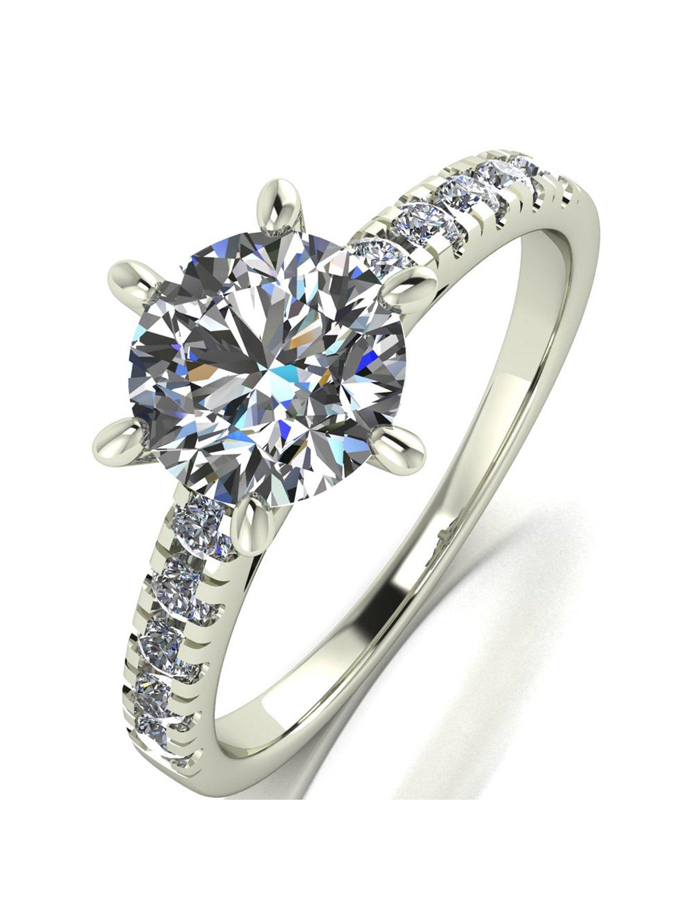 Image 1 of 5 of Moissanite Lady Lynsey 9ct White Gold 2ct Total Solitaire Ring