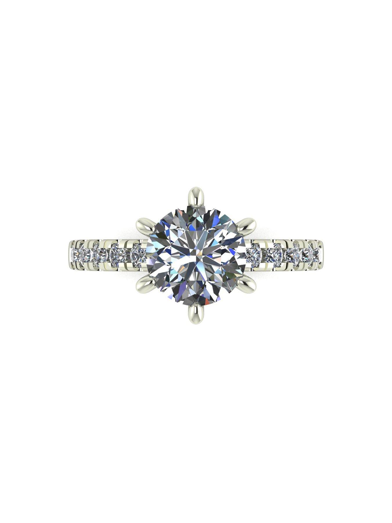 Image 4 of 5 of Moissanite Lady Lynsey 9ct White Gold 2ct Total Solitaire Ring