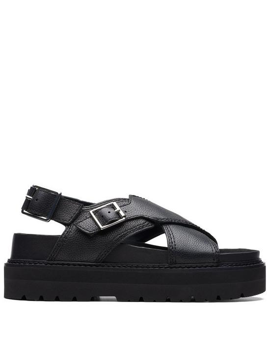 Clarks Orianna Roam Platform Leather Sandals - Black | very.co.uk