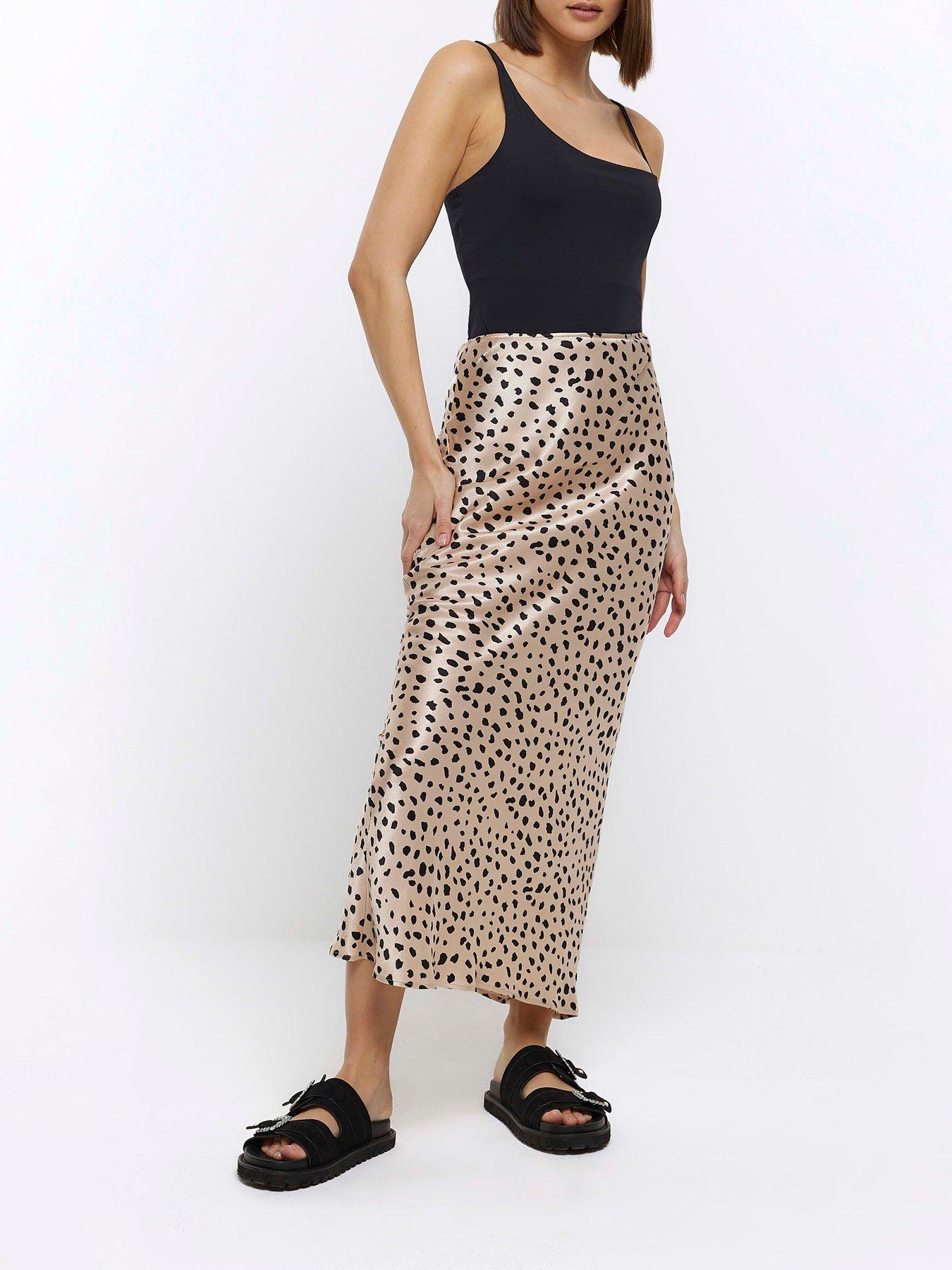 River Island Animal Print Maxi Skirt - Beige | very.co.uk