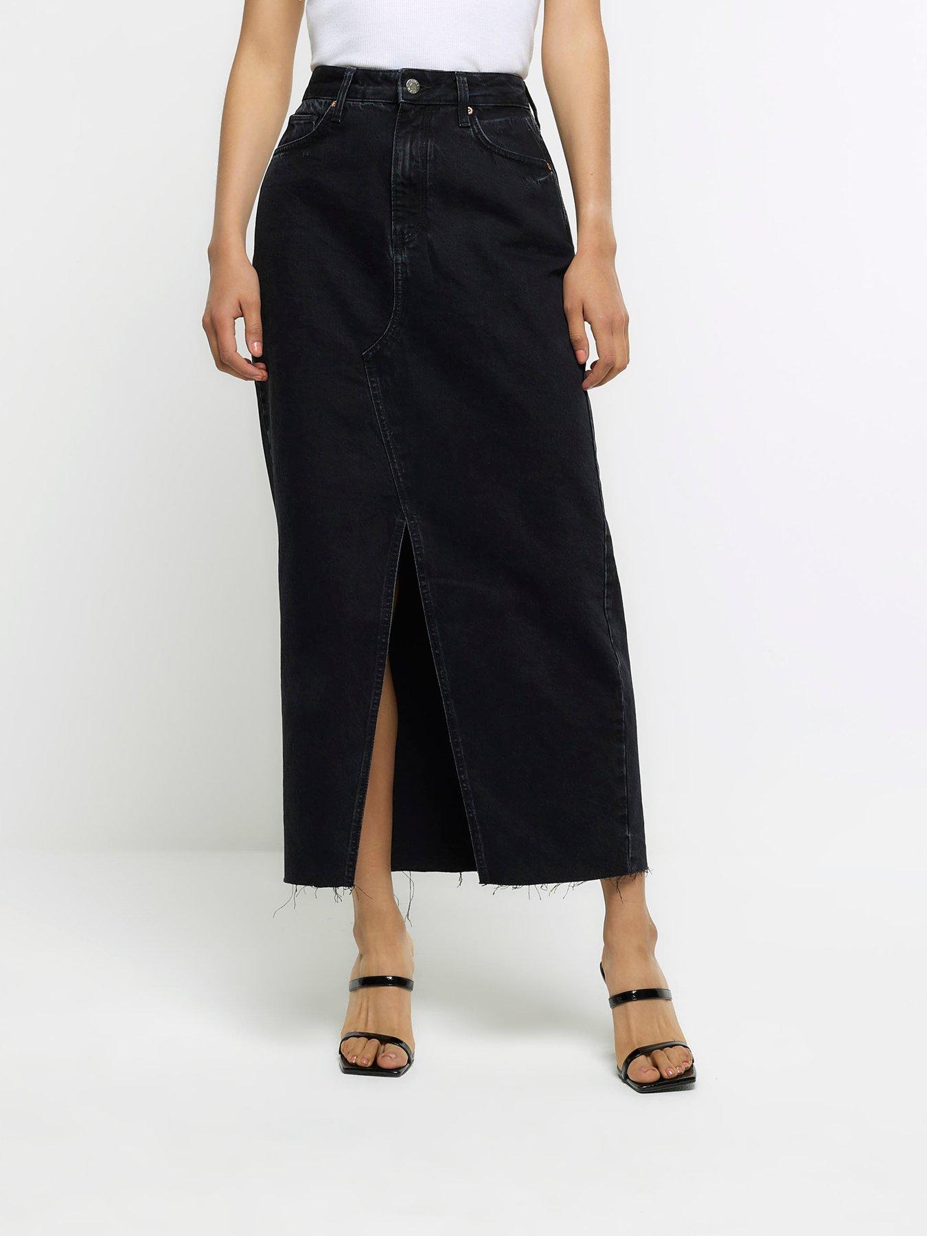 River Island Denim Midaxi Skirt - Black | Very.co.uk