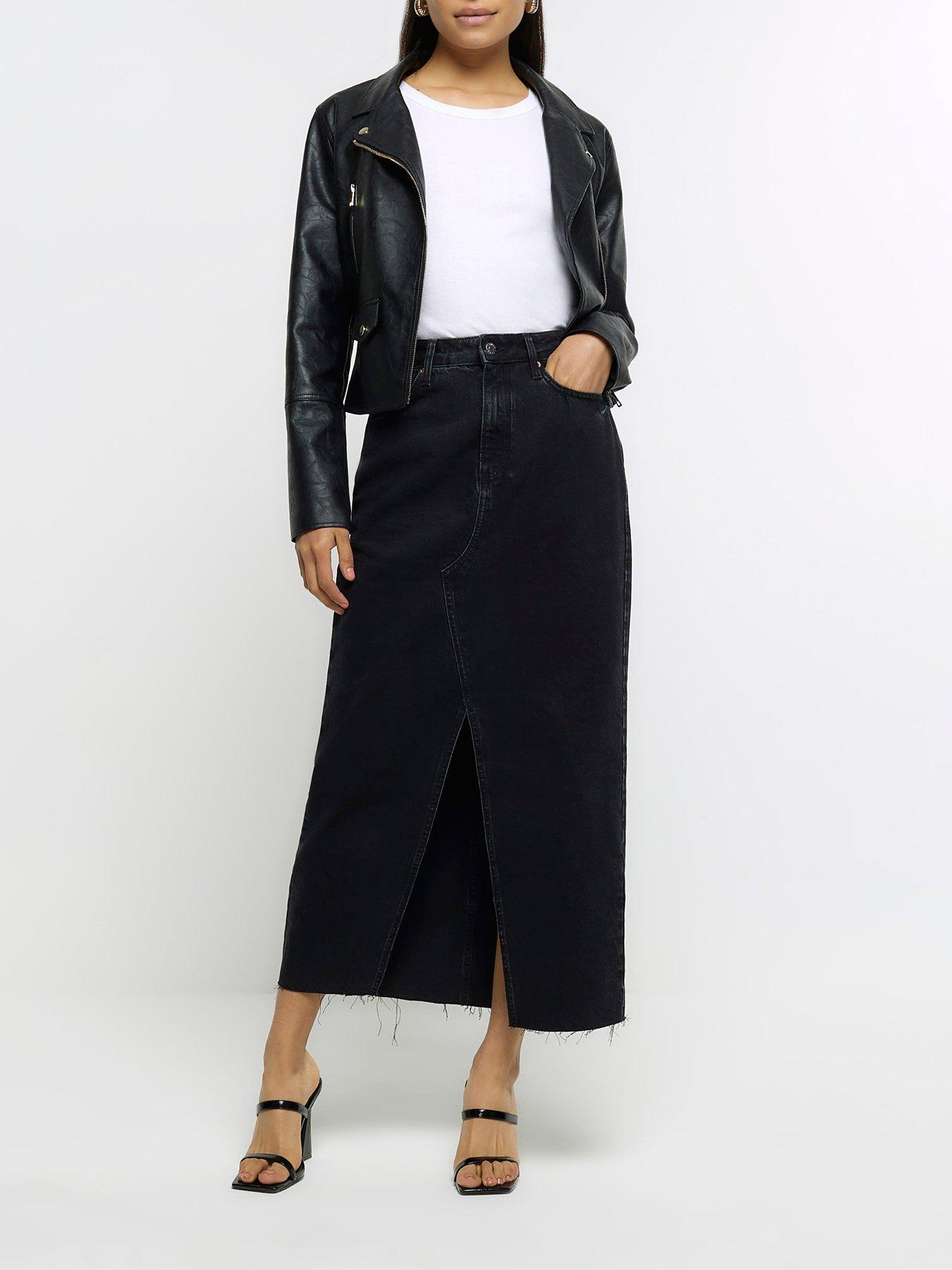 River Island Denim Midaxi Skirt Black Very