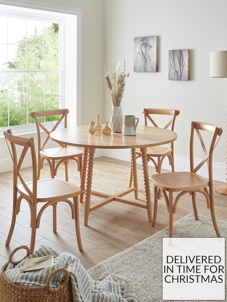 very-home-bobbin-120-cm-round-dining-table-4-chairs