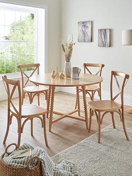 Product photograph of Very Home Bobbin 120 Cm Round Dining Table 4 Chairs from very.co.uk