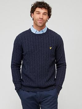 lyle & scott lyle & scott cable knit jumper - navy