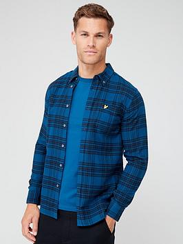 lyle & scott lyle & scott marl flannel checked shirt - blue