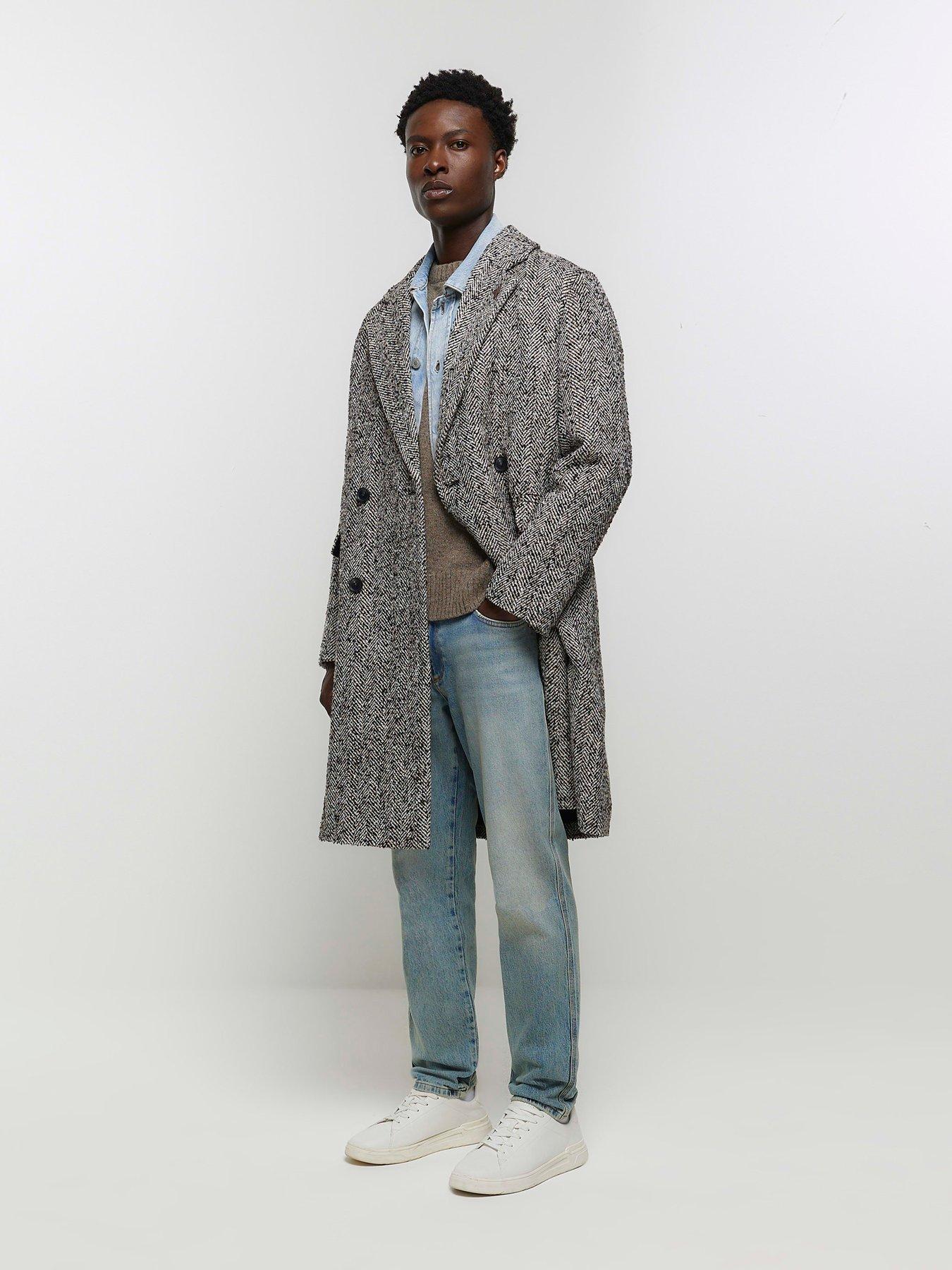 River island mens on sale overcoat