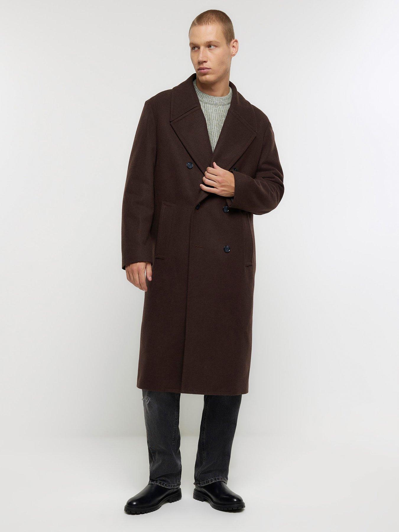 Mens double breasted hot sale coat sale