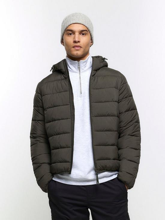 front image of river-island-essential-padded-jacket-dark-grey