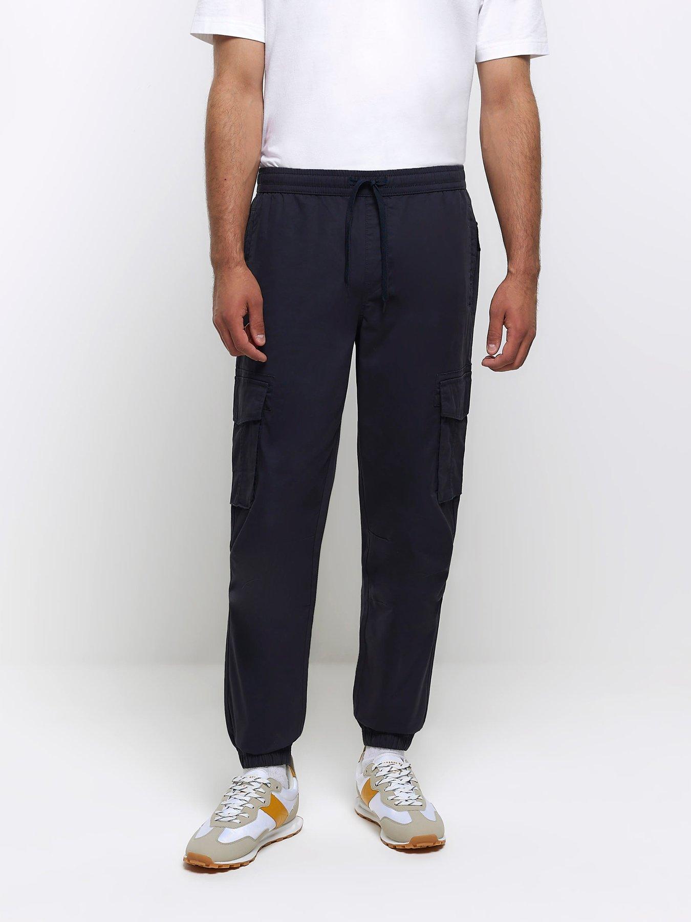 River Island Washed Jogger Cargo Hatch - Navy | very.co.uk