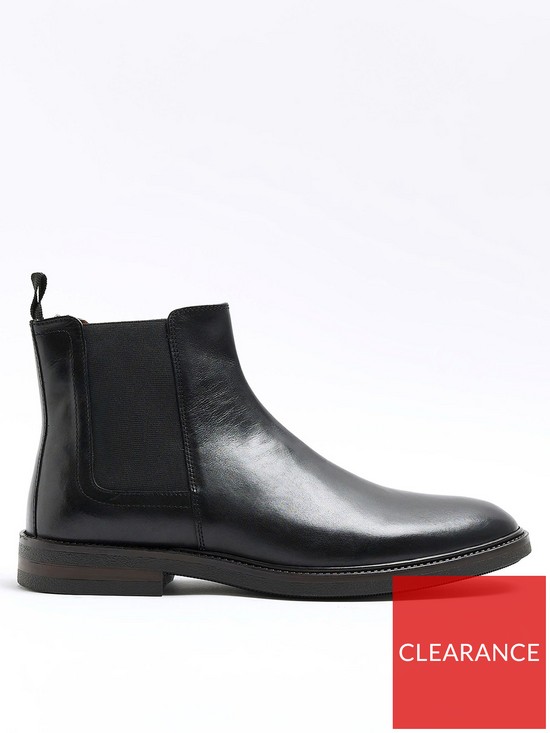 front image of river-island-smart-leather-gusset-chelsea-boot