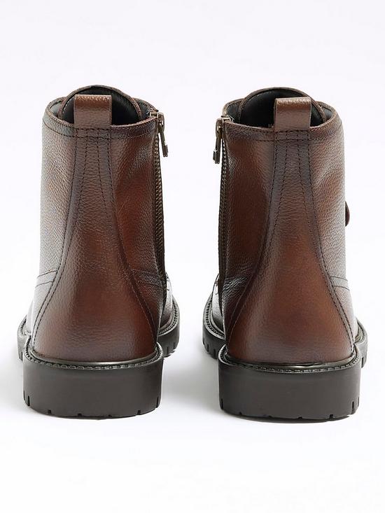 back image of river-island-laced-combat-boot-dark-brown