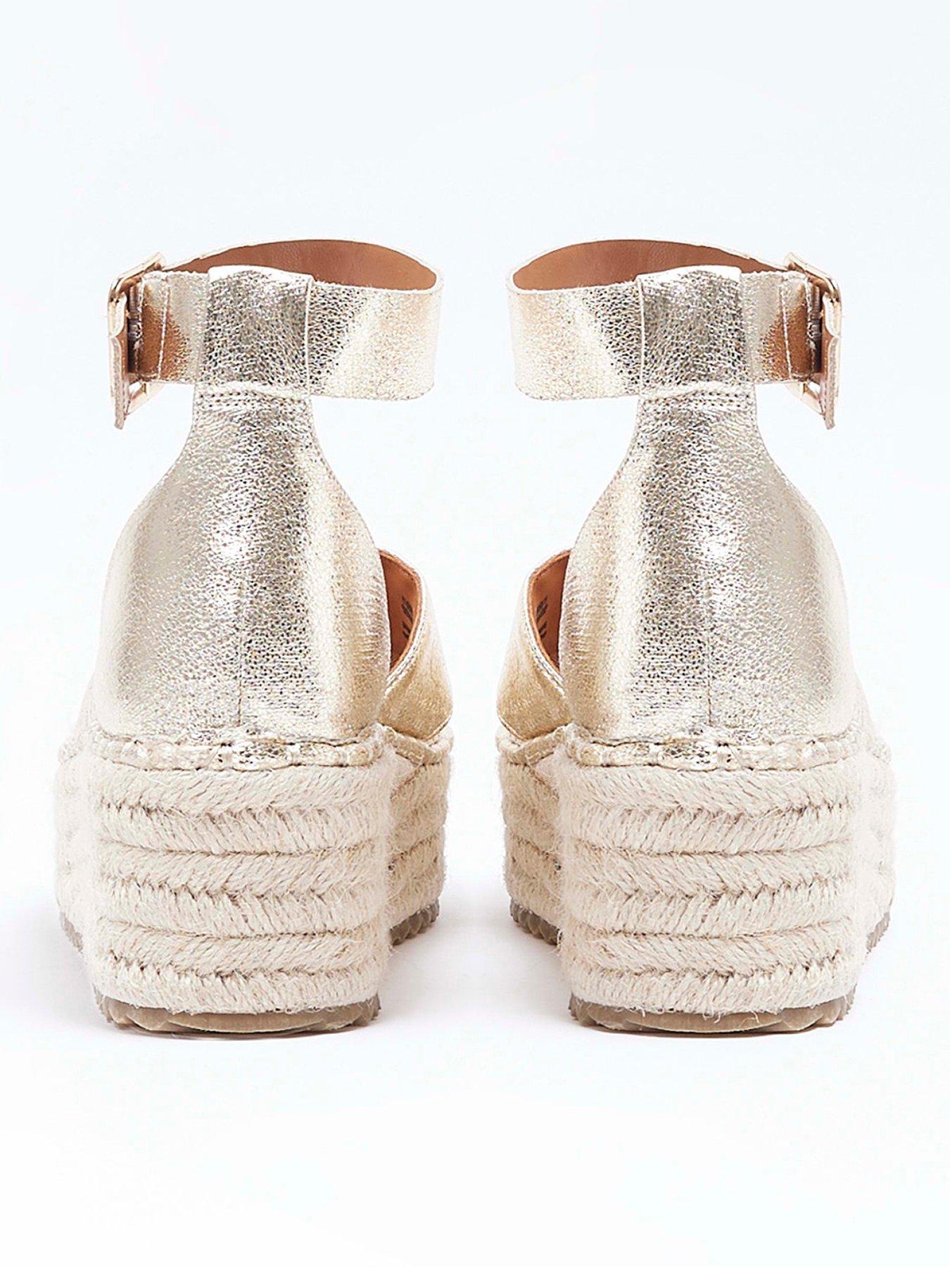 River Island Wide Espadrille Flatforms Gold very