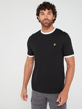 lyle & scott regular fit ringer t-shirt - black