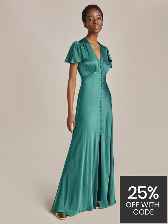 front image of ghost-delphine-dress-green
