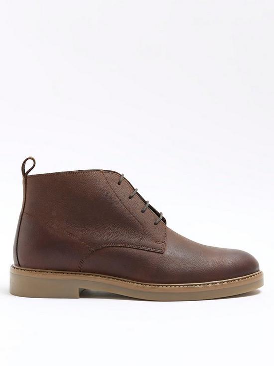 front image of river-island-casual-chukka-boot-dark-brown