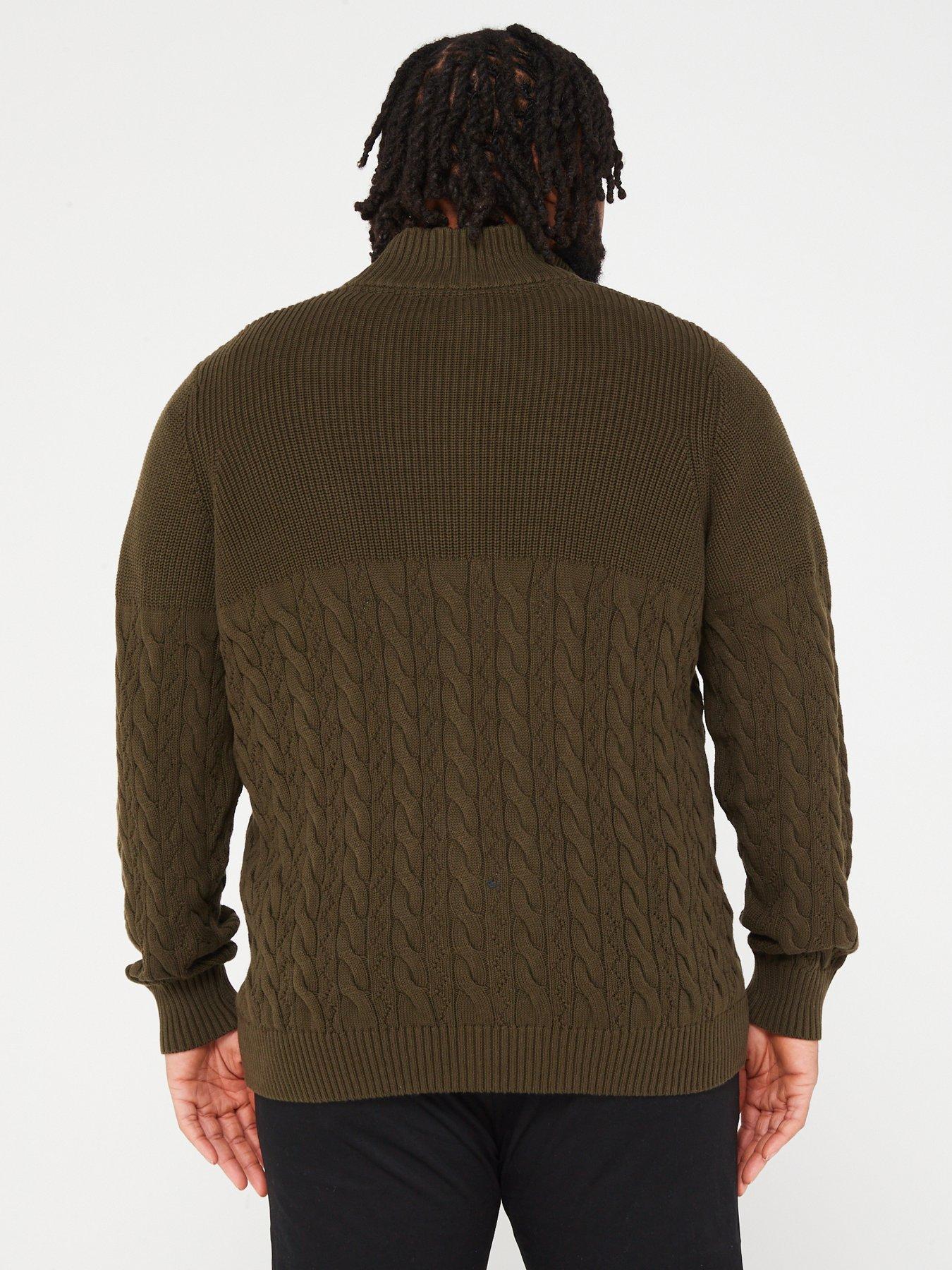 Men's big and 2025 tall cable knit sweater